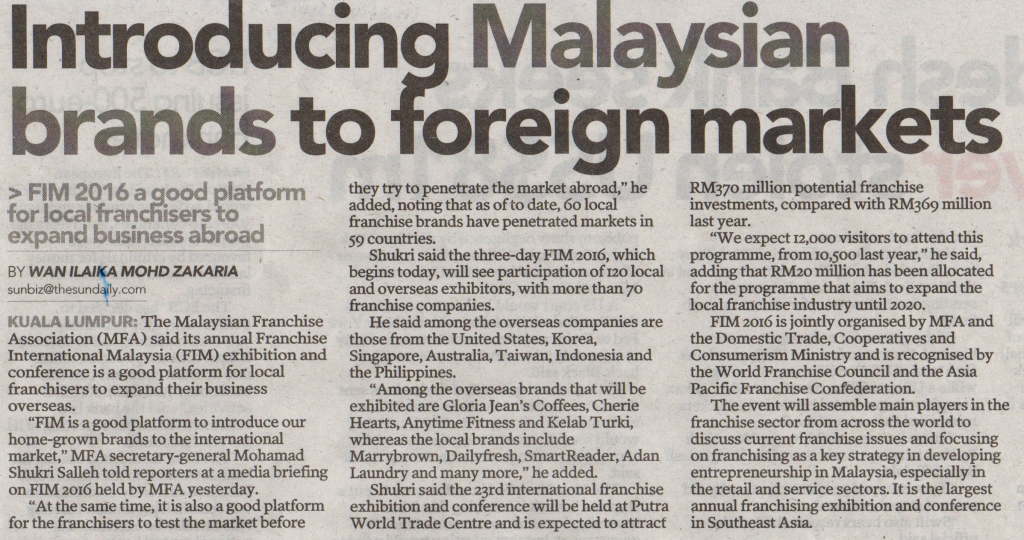 Introducing Malaysian brands to foreign market